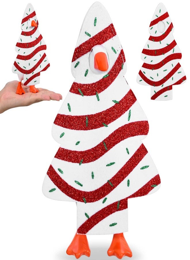JcHrmers Christmas Mini Desk Goose Outfit 7 Inch Silly Goose Statue Costume Christmas Tree Cake Table Key Holder Decor Xmas Cake Outfit for Magnetic Goose Statue - Image 1